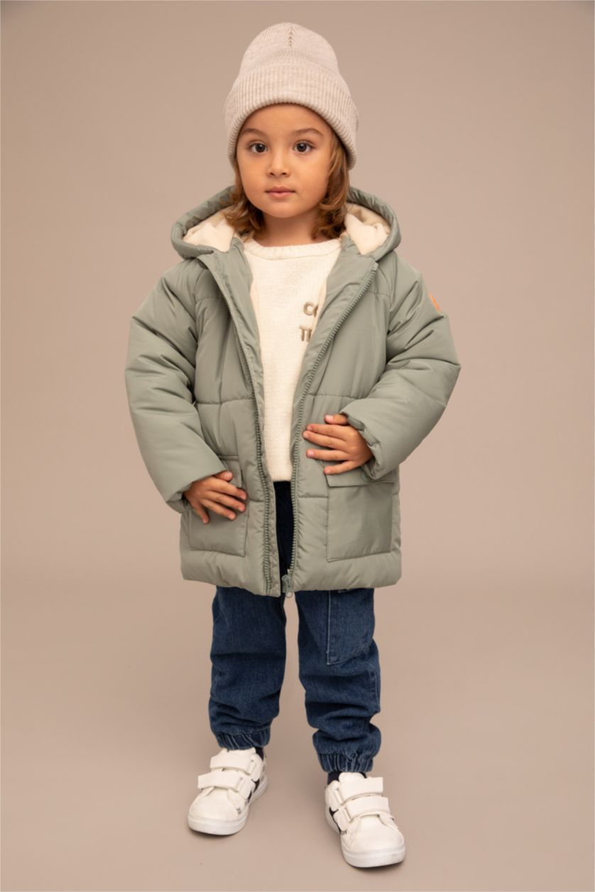 BÉBÉ GARÇON Vert Clair Veste Coupe Regular Doublée Polaire Et İmperméable