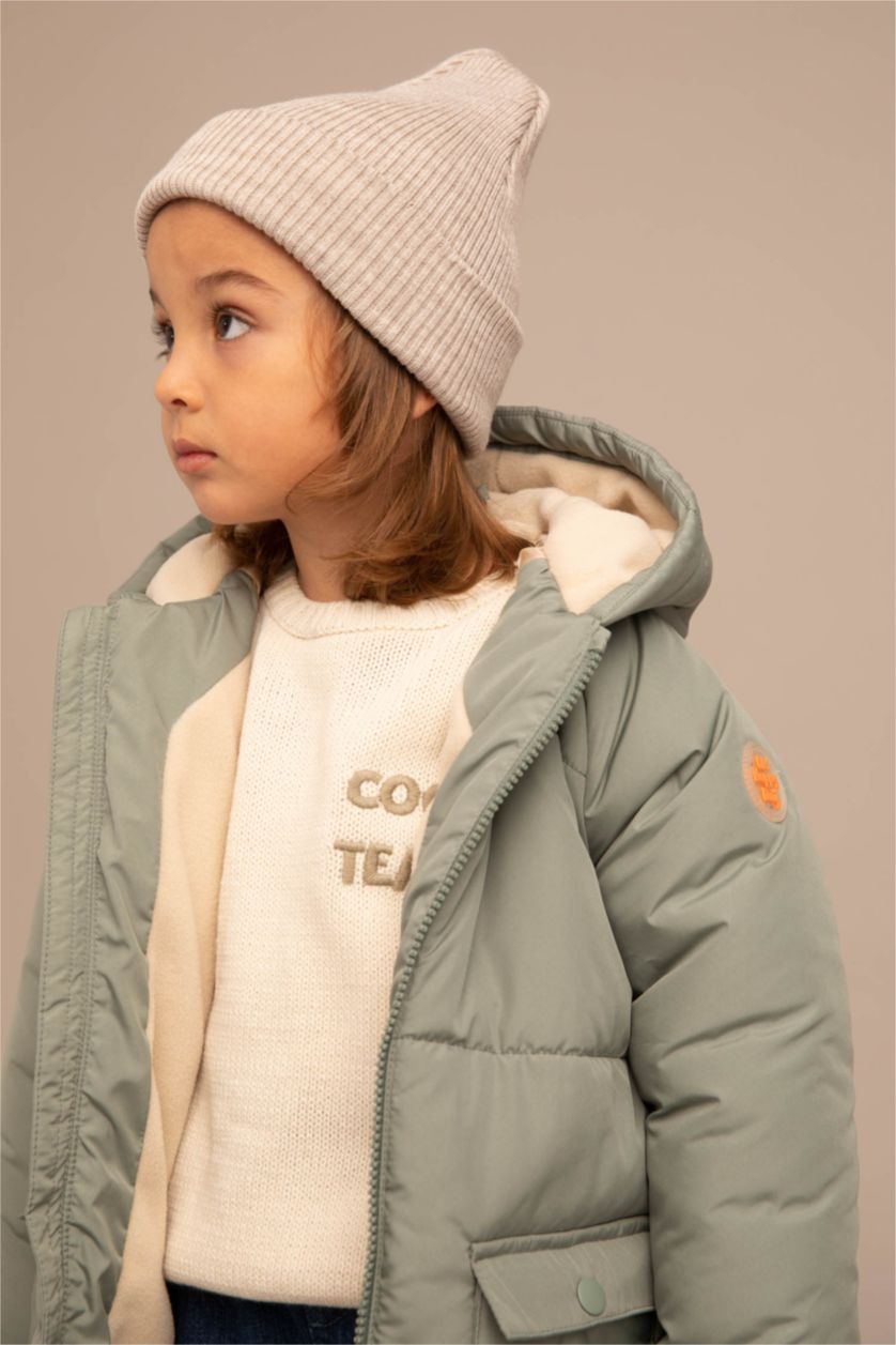 BÉBÉ GARÇON Vert Clair Veste Coupe Regular Doublée Polaire Et İmperméable