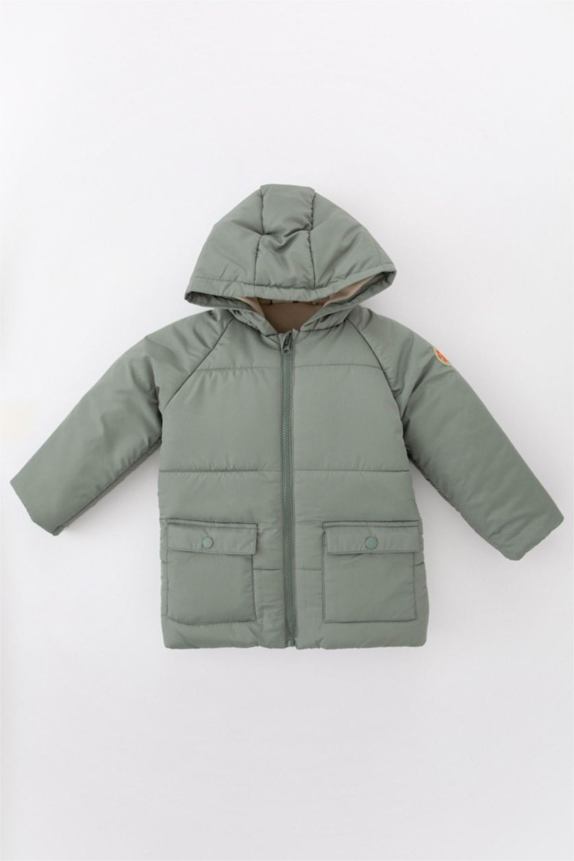 BÉBÉ GARÇON Vert Clair Veste Coupe Regular Doublée Polaire Et İmperméable