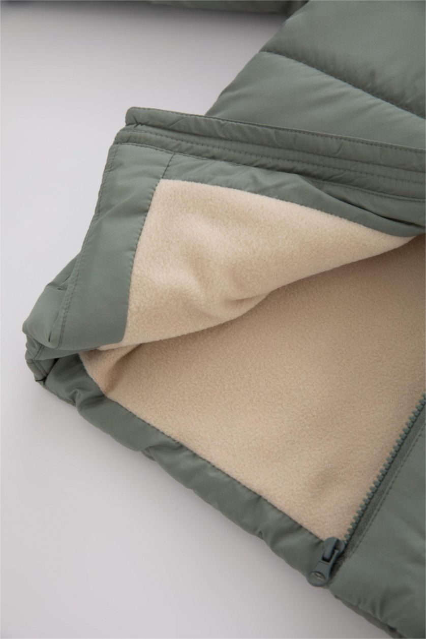 BÉBÉ GARÇON Vert Clair Veste Coupe Regular Doublée Polaire Et İmperméable