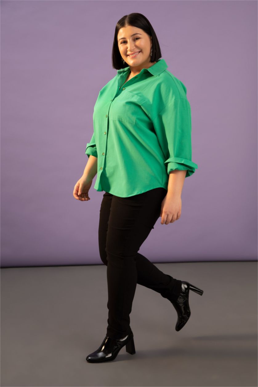 Woman Black Normal Waist Slim Fit Trousers
