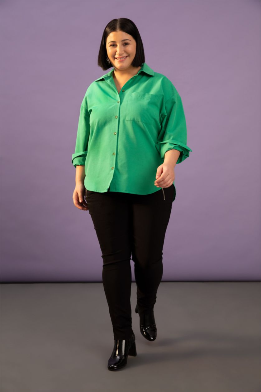 Woman Black Normal Waist Slim Fit Trousers