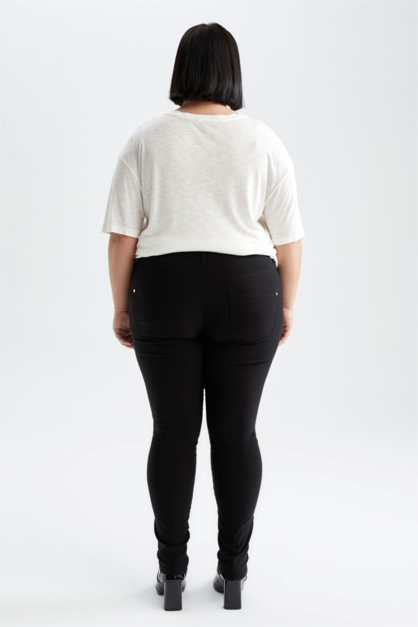 Woman Black Normal Waist Slim Fit Trousers