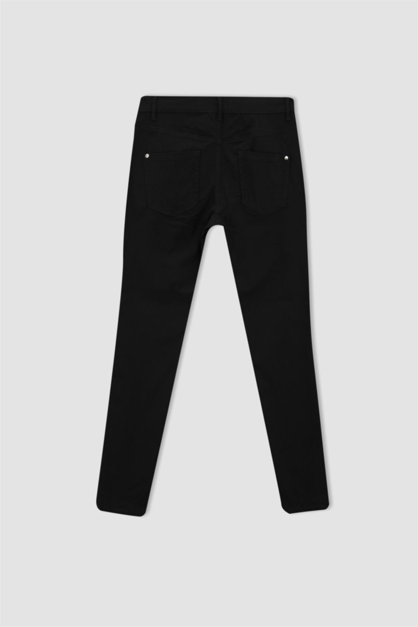 Woman Black Normal Waist Slim Fit Trousers