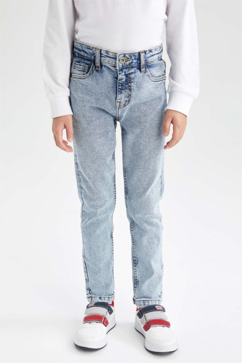 Erkek Çocuk - Genç Erkek Açık Mavi Slım Fıt Düz Paça Jean Pantolon Erkek Çocuk