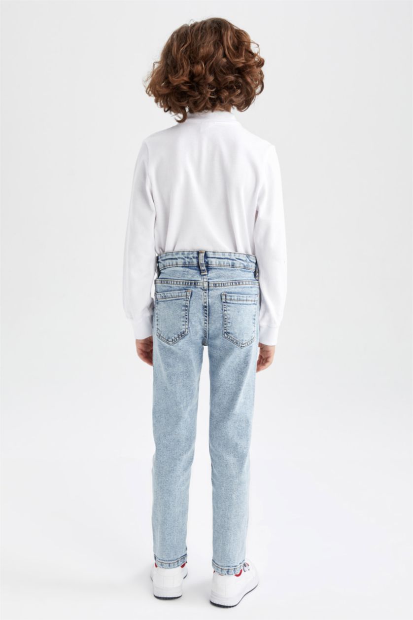 Erkek Çocuk - Genç Erkek Açık Mavi Slım Fıt Düz Paça Jean Pantolon Erkek Çocuk