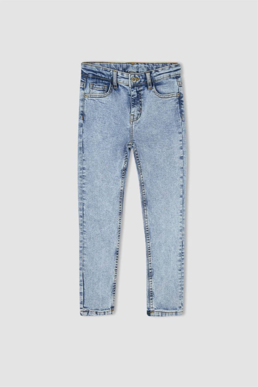 Erkek Çocuk - Genç Erkek Açık Mavi Slım Fıt Düz Paça Jean Pantolon Erkek Çocuk
