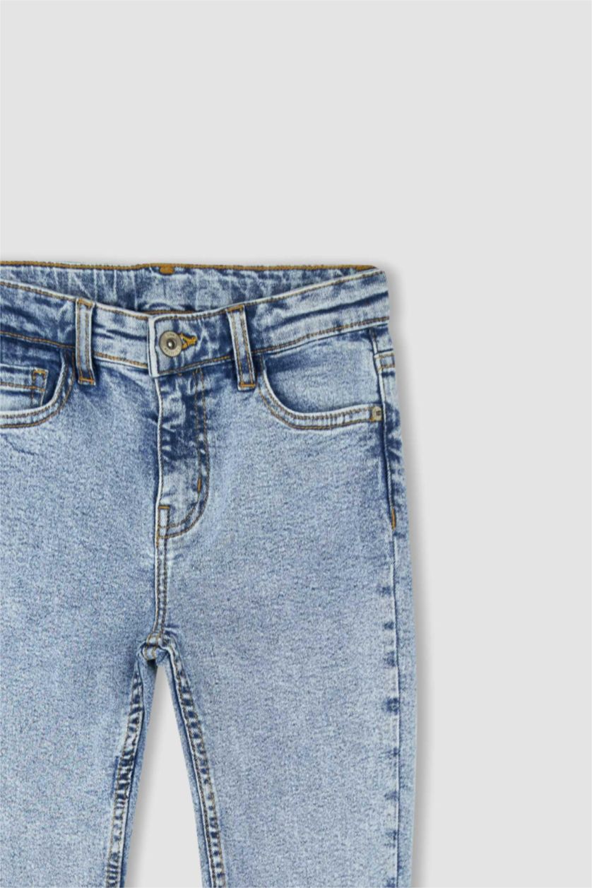 Erkek Çocuk - Genç Erkek Açık Mavi Slım Fıt Düz Paça Jean Pantolon Erkek Çocuk