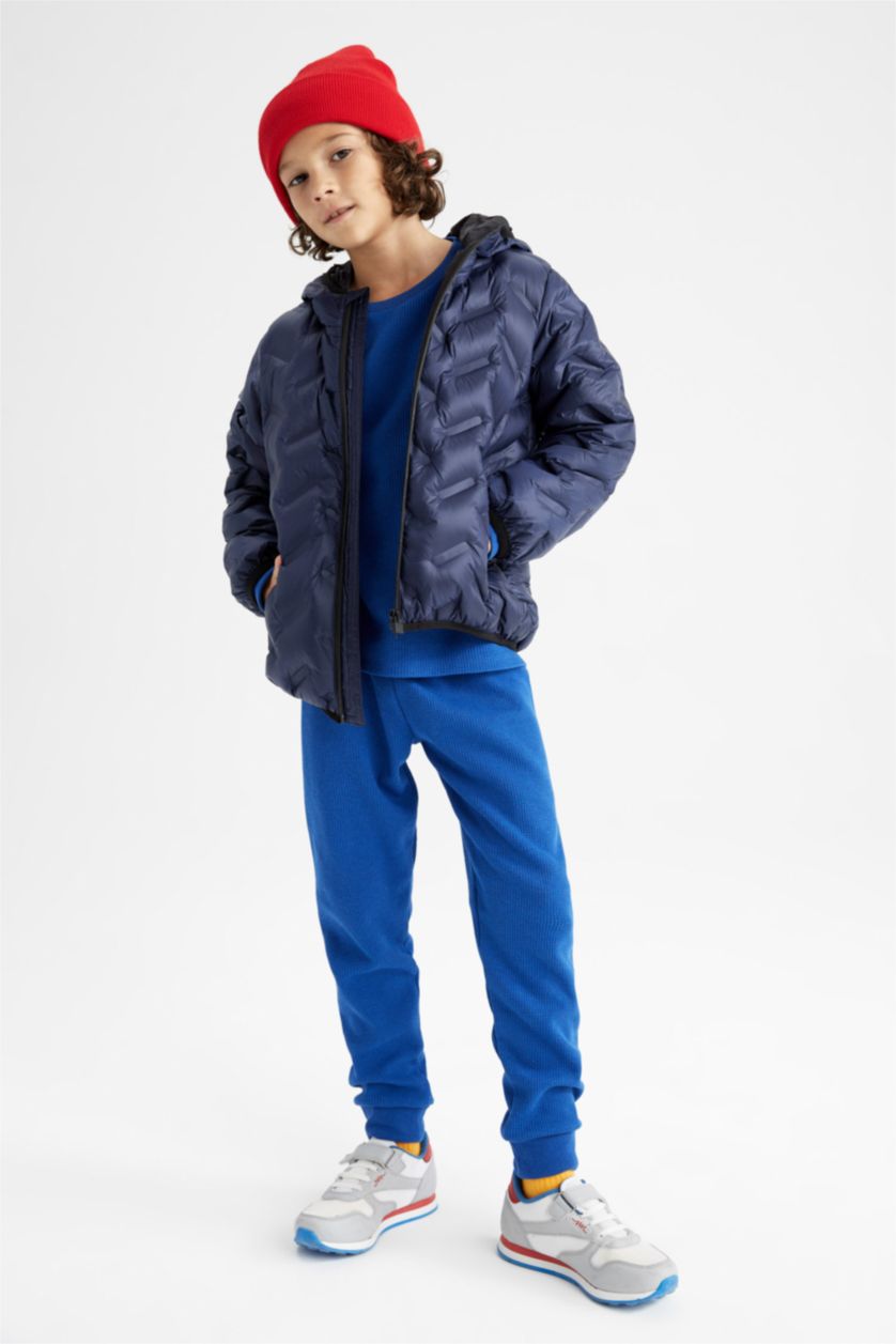 Erkek Çocuk - Genç Erkek İndigo Erkek Çocuk Kapüşonlu Pelüş Astarlı Şişme Mont