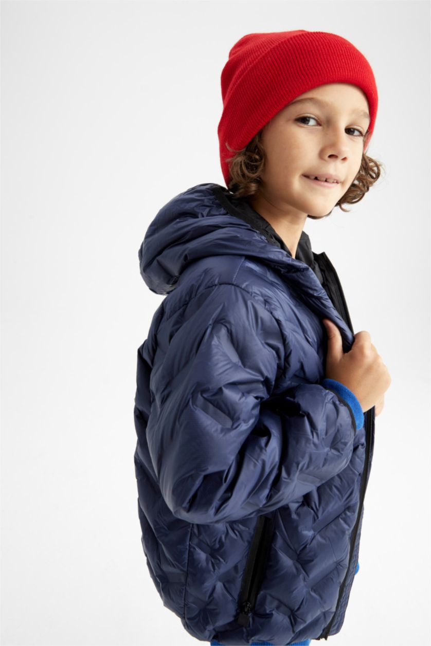 Erkek Çocuk - Genç Erkek İndigo Erkek Çocuk Kapüşonlu Pelüş Astarlı Şişme Mont