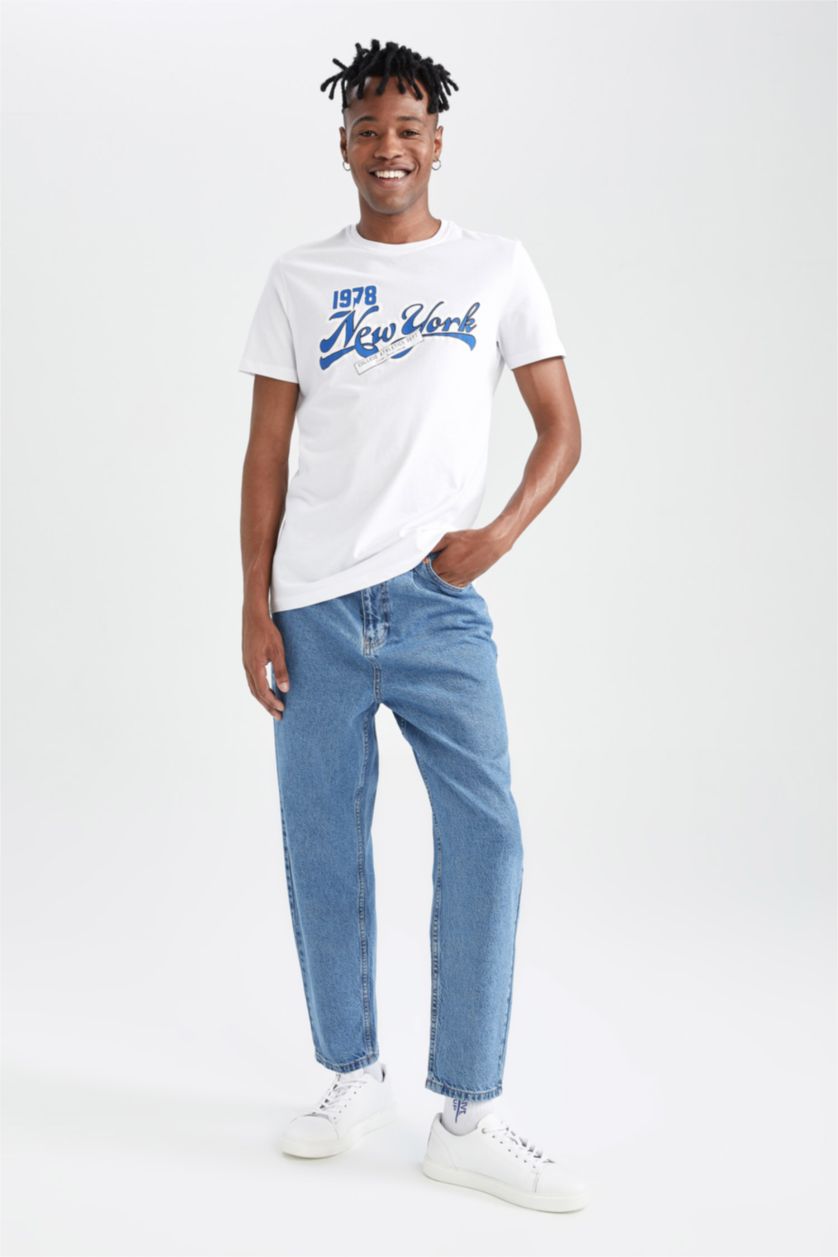 Мужчины Голубрй Джинсы-бананы со средней посадкой