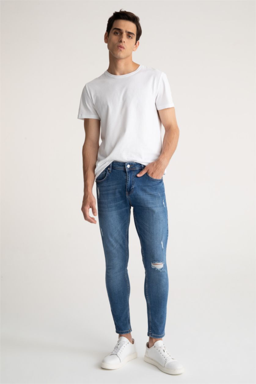 Erkek Mavi Carrot Fıt Pantolon