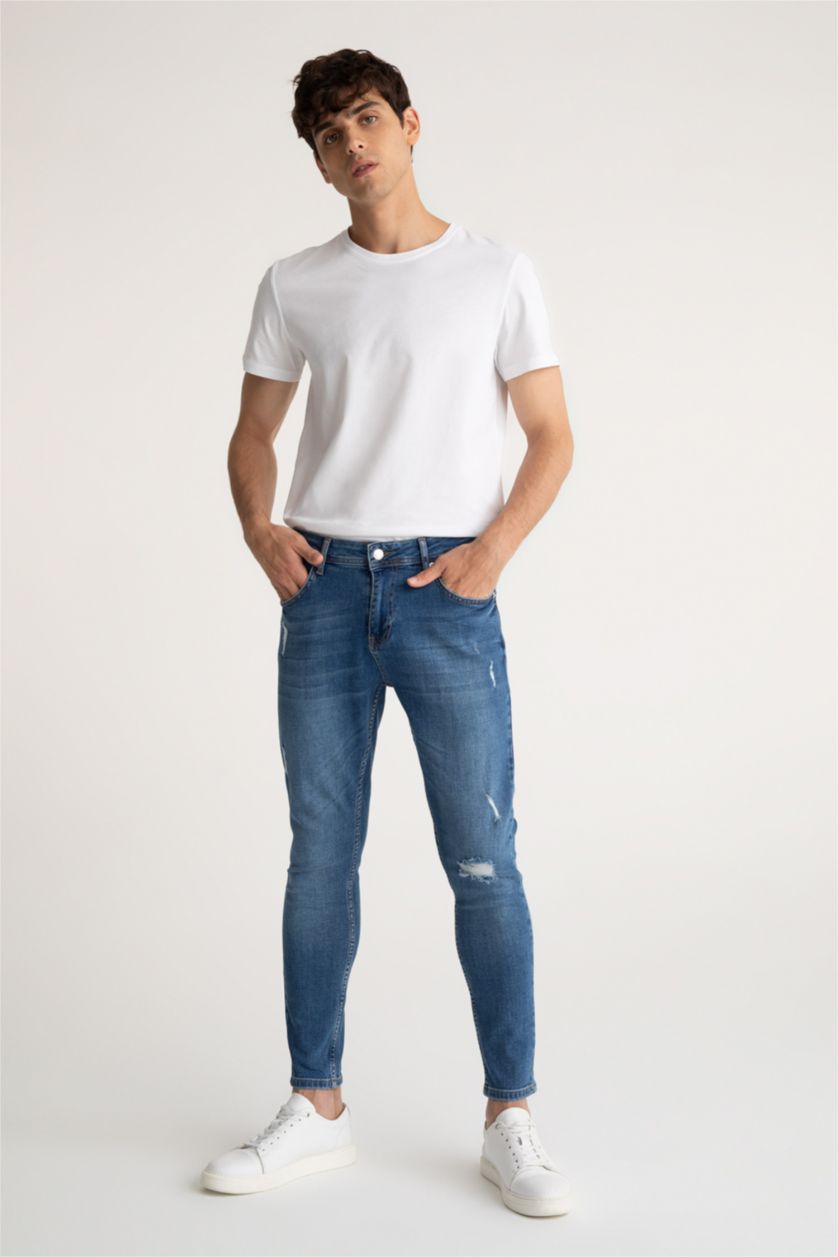 Erkek Mavi Carrot Fıt Pantolon