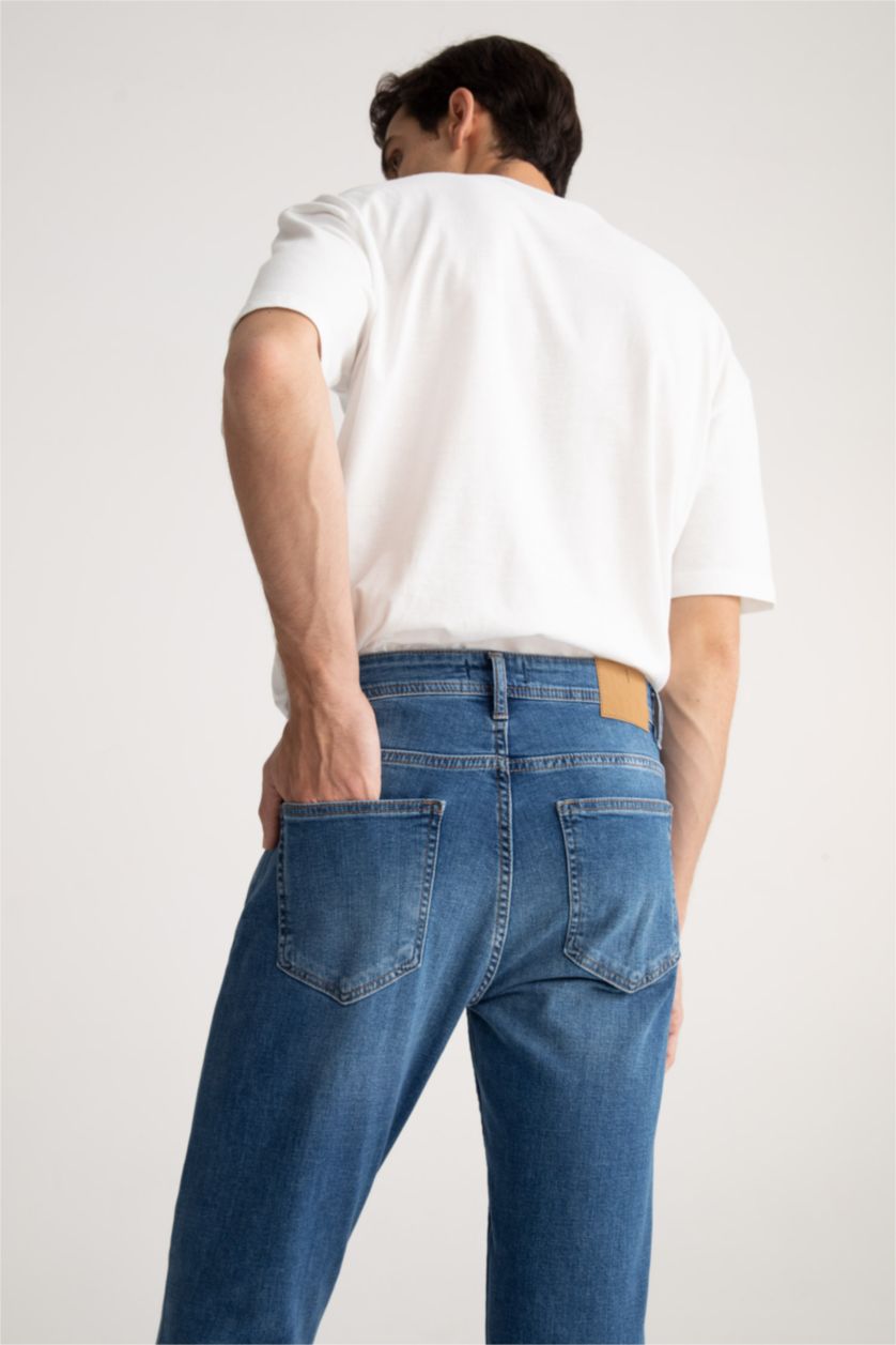 Erkek Mavi Carrot Fıt Pantolon