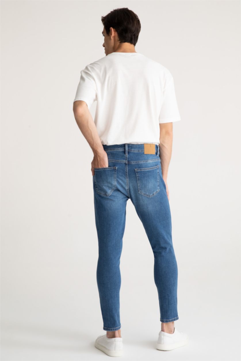 Erkek Mavi Carrot Fıt Pantolon