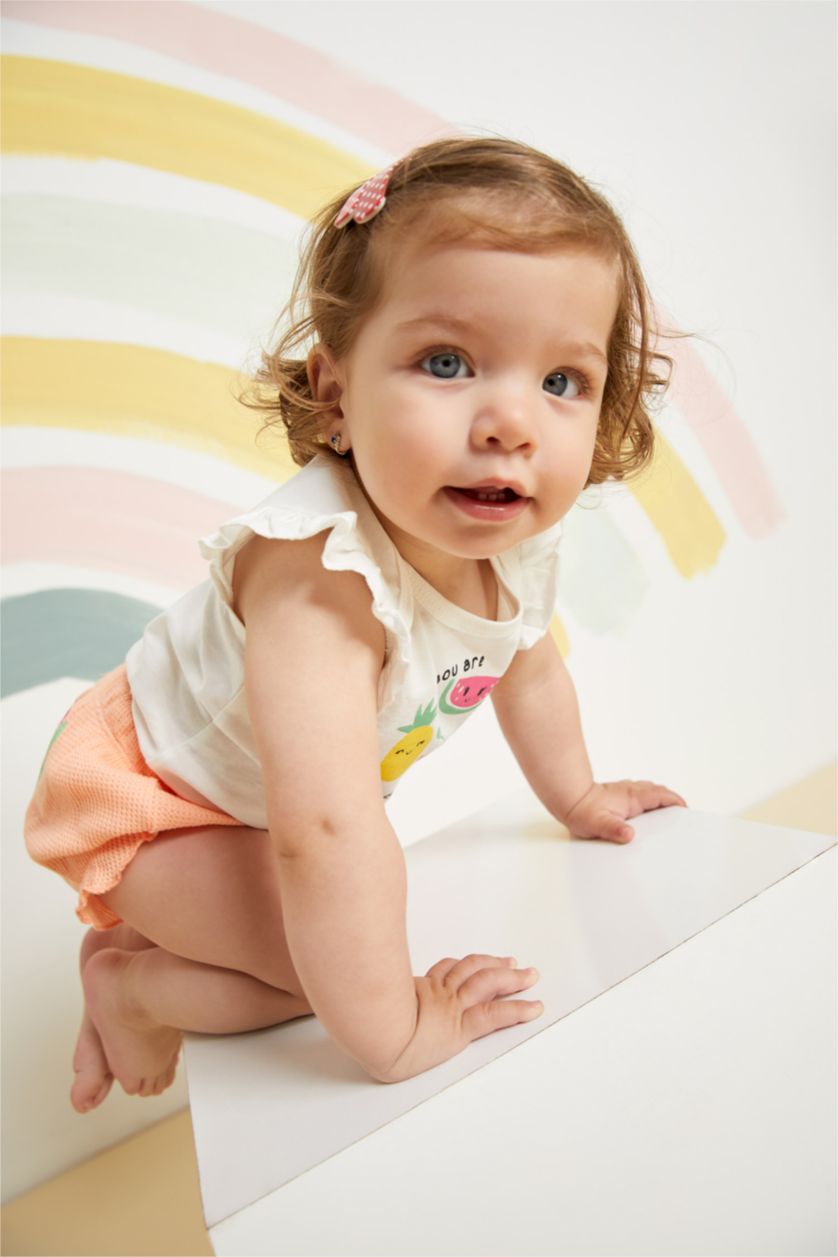 BÉBÉ FILLE Blanc Ensemble En Tricot Col enveloppe Fruit Manche Courte 2 BéBé Fille