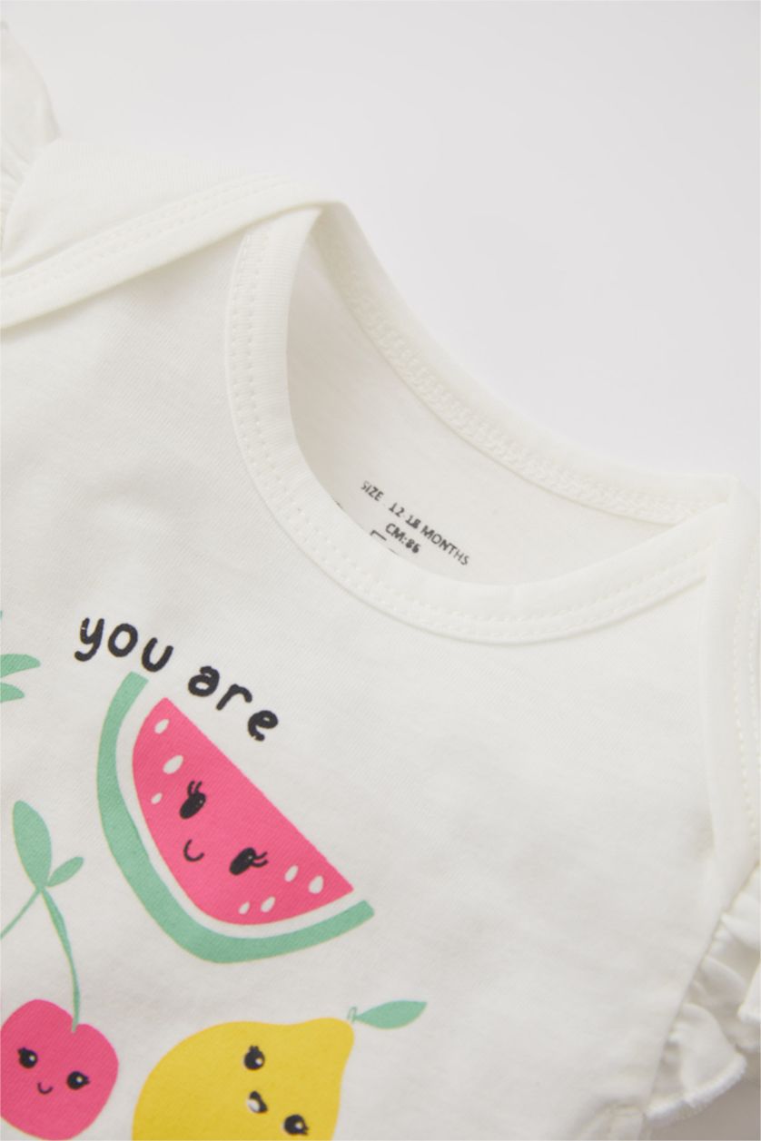 BÉBÉ FILLE Blanc Ensemble En Tricot Col enveloppe Fruit Manche Courte 2 BéBé Fille