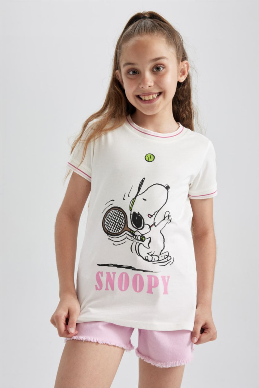 GIRLS & TEENS White Girl Snoopy Licensed Regular Fit Short Sleeved T-Shirt