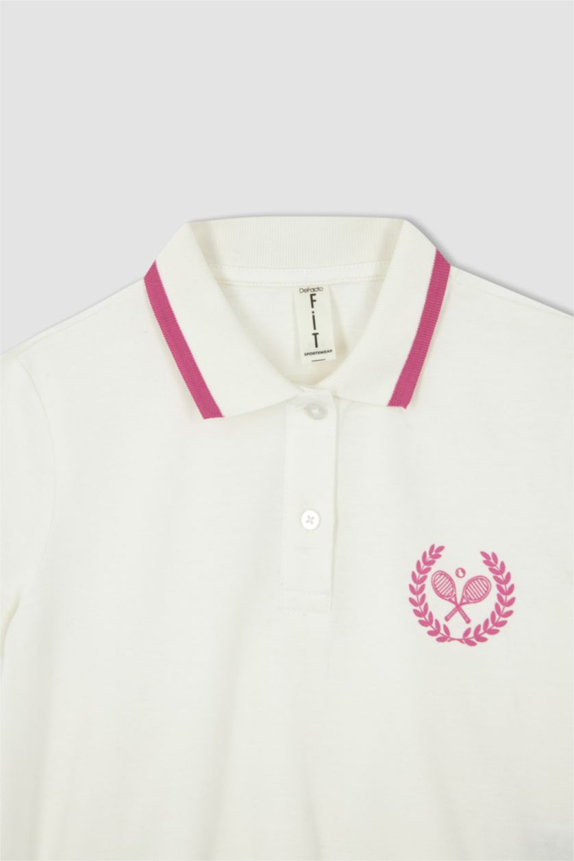 FILLES Blanc T-shirt crop polo en piqué de coton manches courtes pour fille