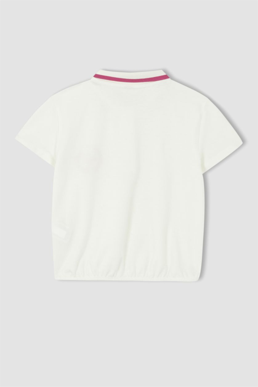FILLES Blanc T-shirt crop polo en piqué de coton manches courtes pour fille