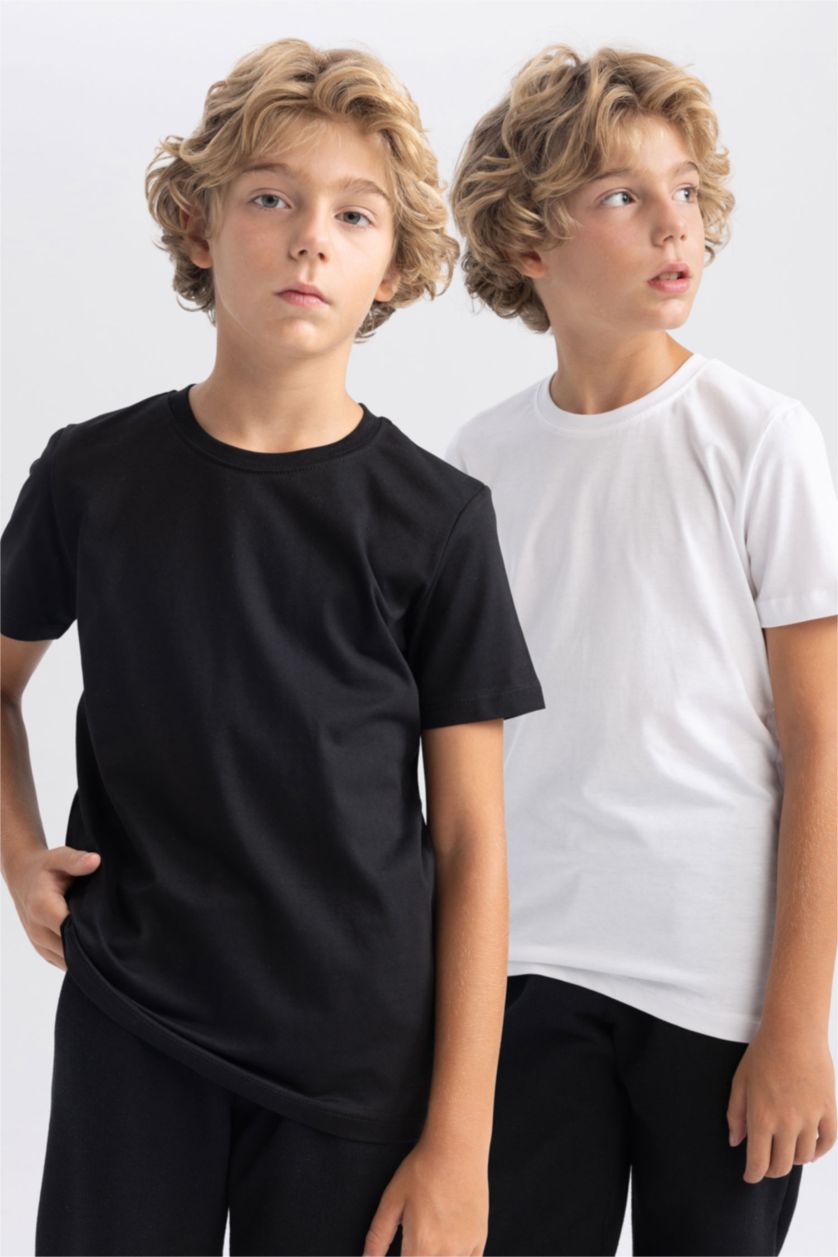Мальчики и подростки Черный Футболка с круглым вырезом для мальчиков, 2 шт