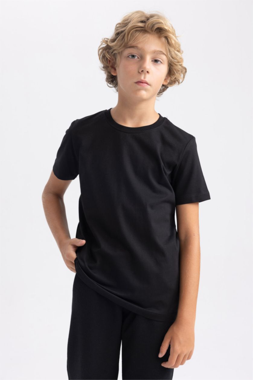 Мальчики и подростки Черный Футболка с круглым вырезом для мальчиков, 2 шт