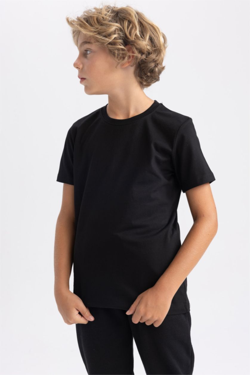 Мальчики и подростки Черный Футболка с круглым вырезом для мальчиков, 2 шт