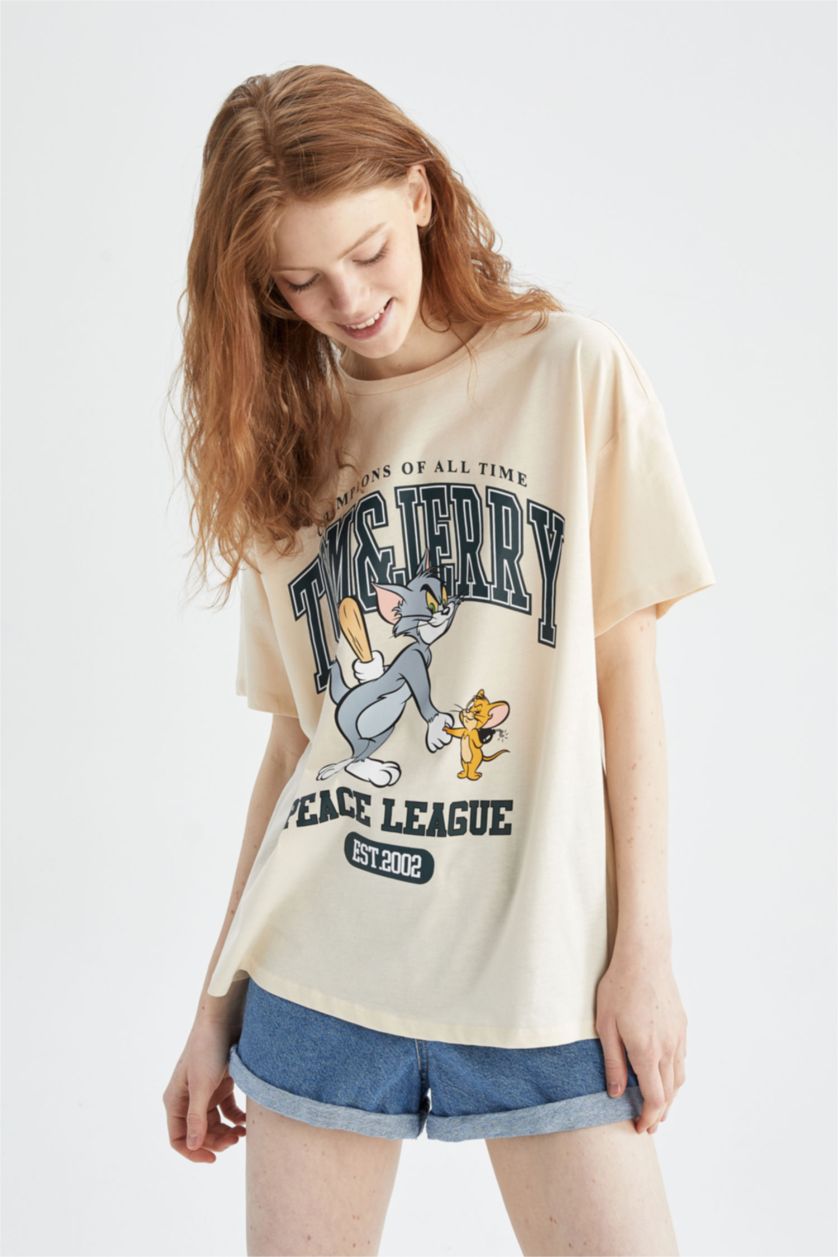 WOMAN Beige Oversize Fit Short Sleeve T-Shirt