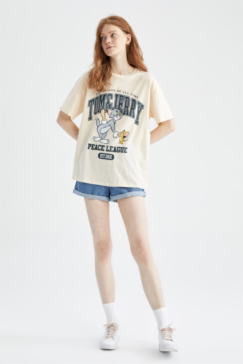 WOMAN Beige Oversize Fit Short Sleeve T-Shirt