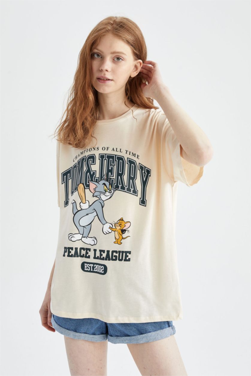 WOMAN Beige Oversize Fit Short Sleeve T-Shirt