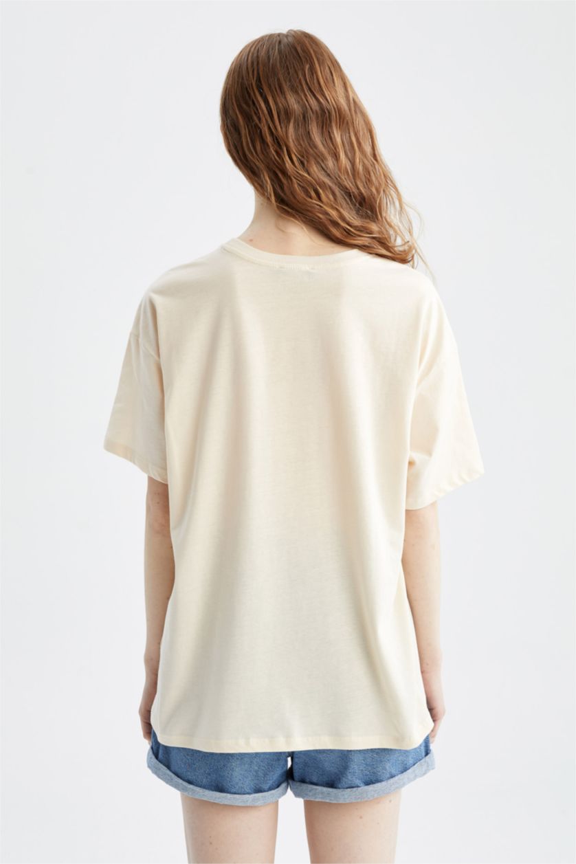 WOMAN Beige Oversize Fit Short Sleeve T-Shirt