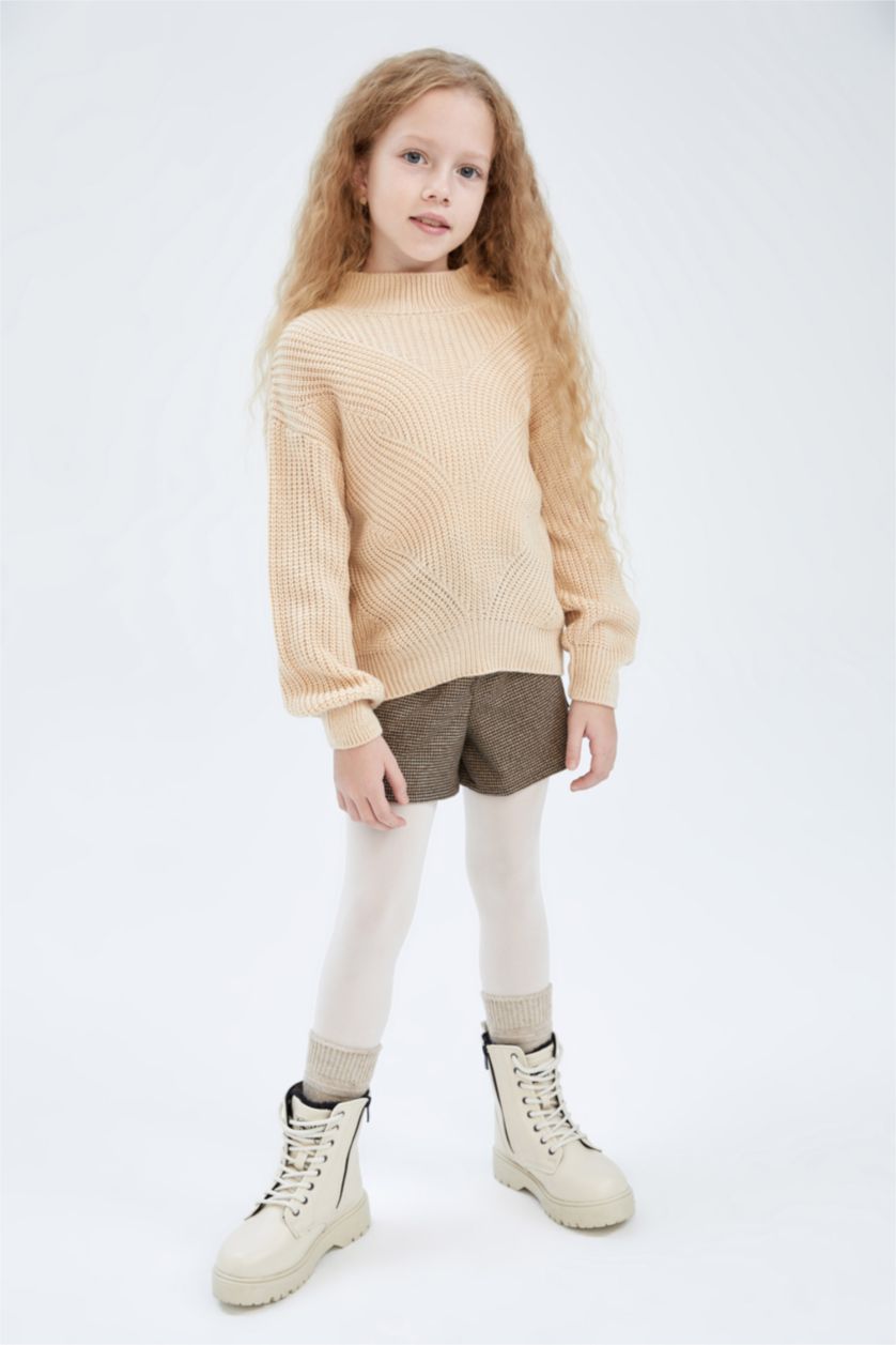 FILLES Beige Pull Tricot Col rond Fille