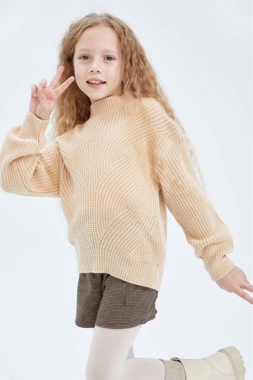 FILLES Beige Pull Tricot Col rond Fille
