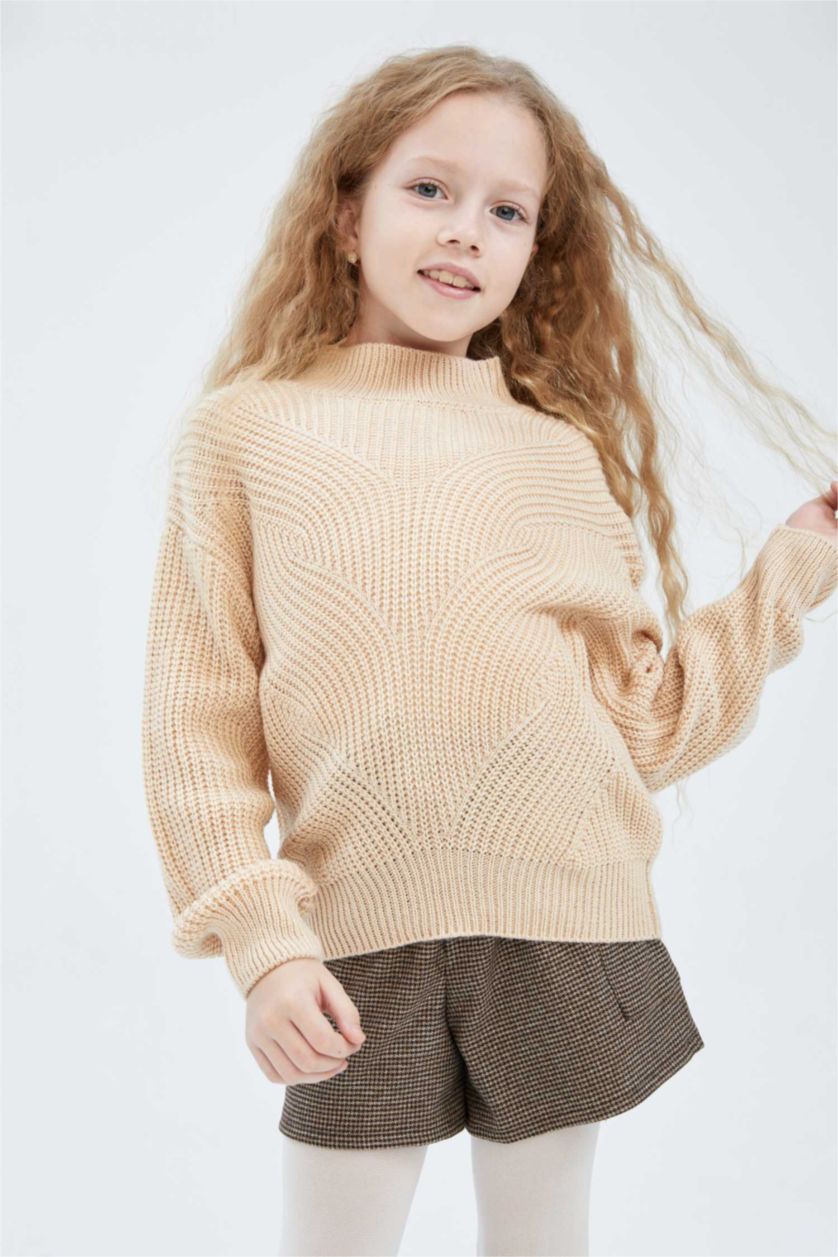 FILLES Beige Pull Tricot Col rond Fille