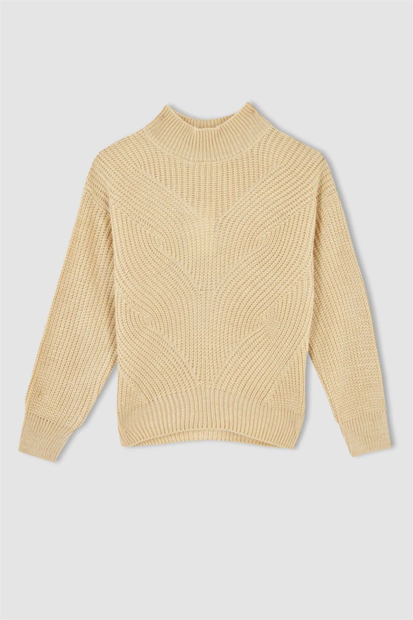 FILLES Beige Pull Tricot Col rond Fille