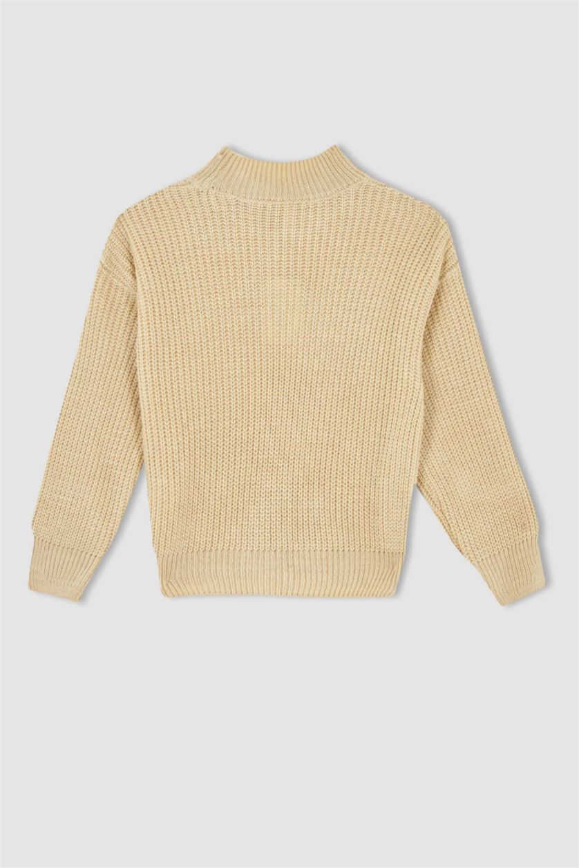 FILLES Beige Pull Tricot Col rond Fille