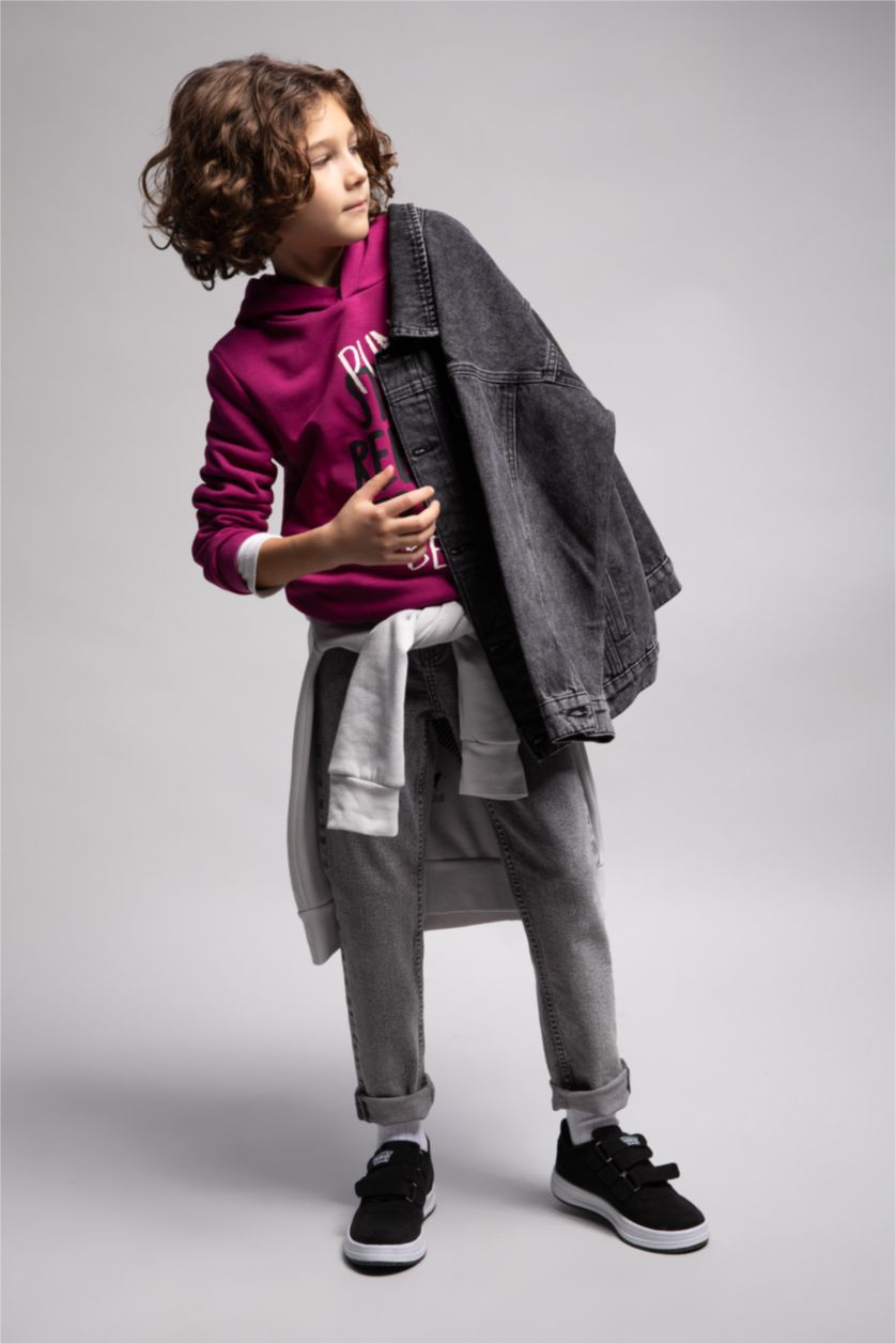 Erkek Çocuk - Genç Erkek Siyah Slım Fıt Düz Paça Jean Pantolon Erkek Çocuk