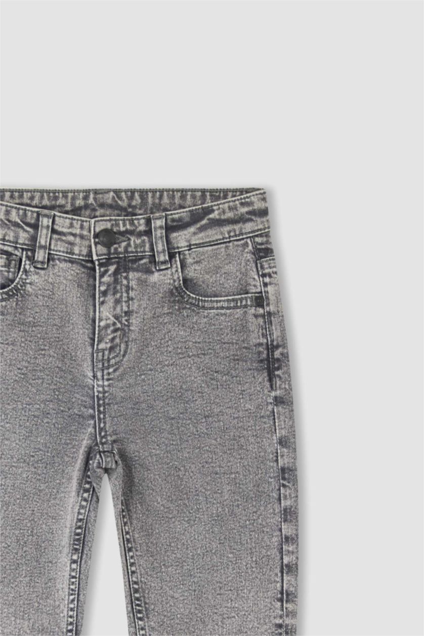 Erkek Çocuk - Genç Erkek Siyah Slım Fıt Düz Paça Jean Pantolon Erkek Çocuk