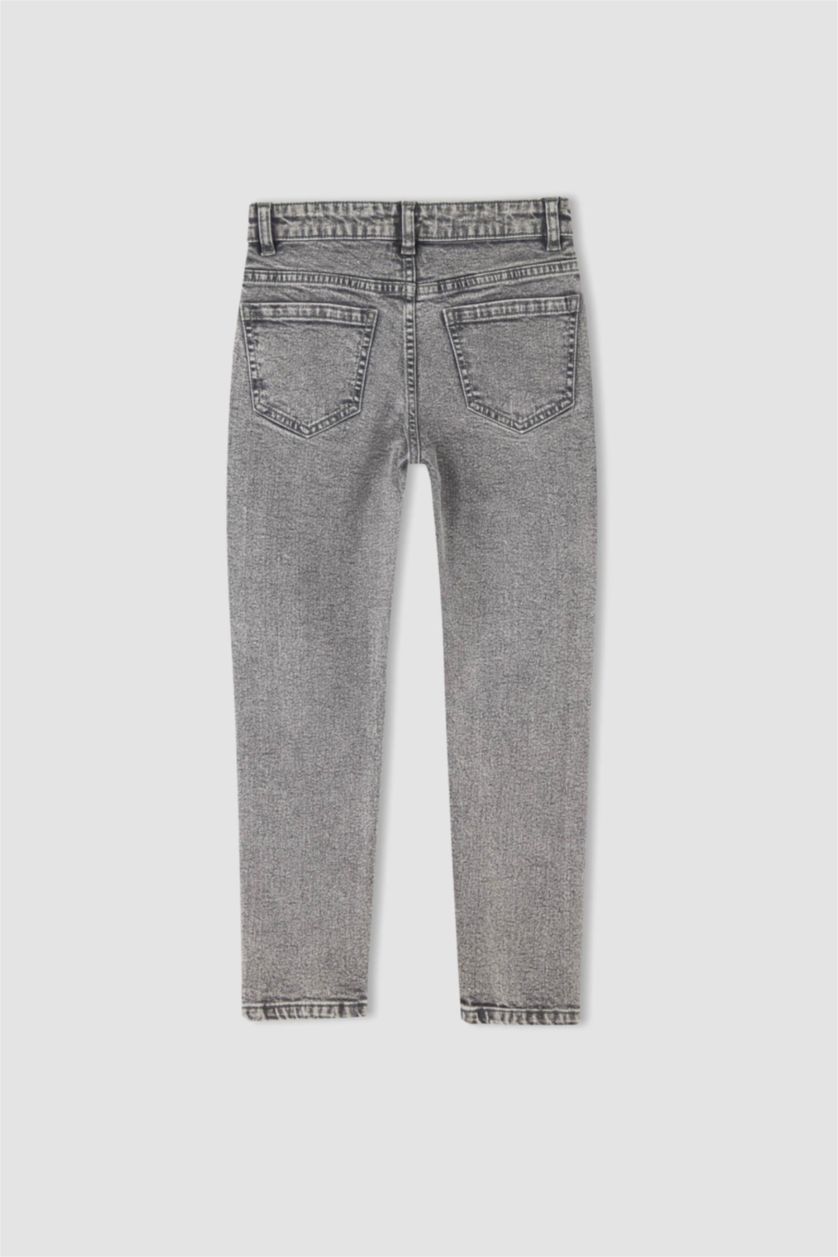 Erkek Çocuk - Genç Erkek Siyah Slım Fıt Düz Paça Jean Pantolon Erkek Çocuk