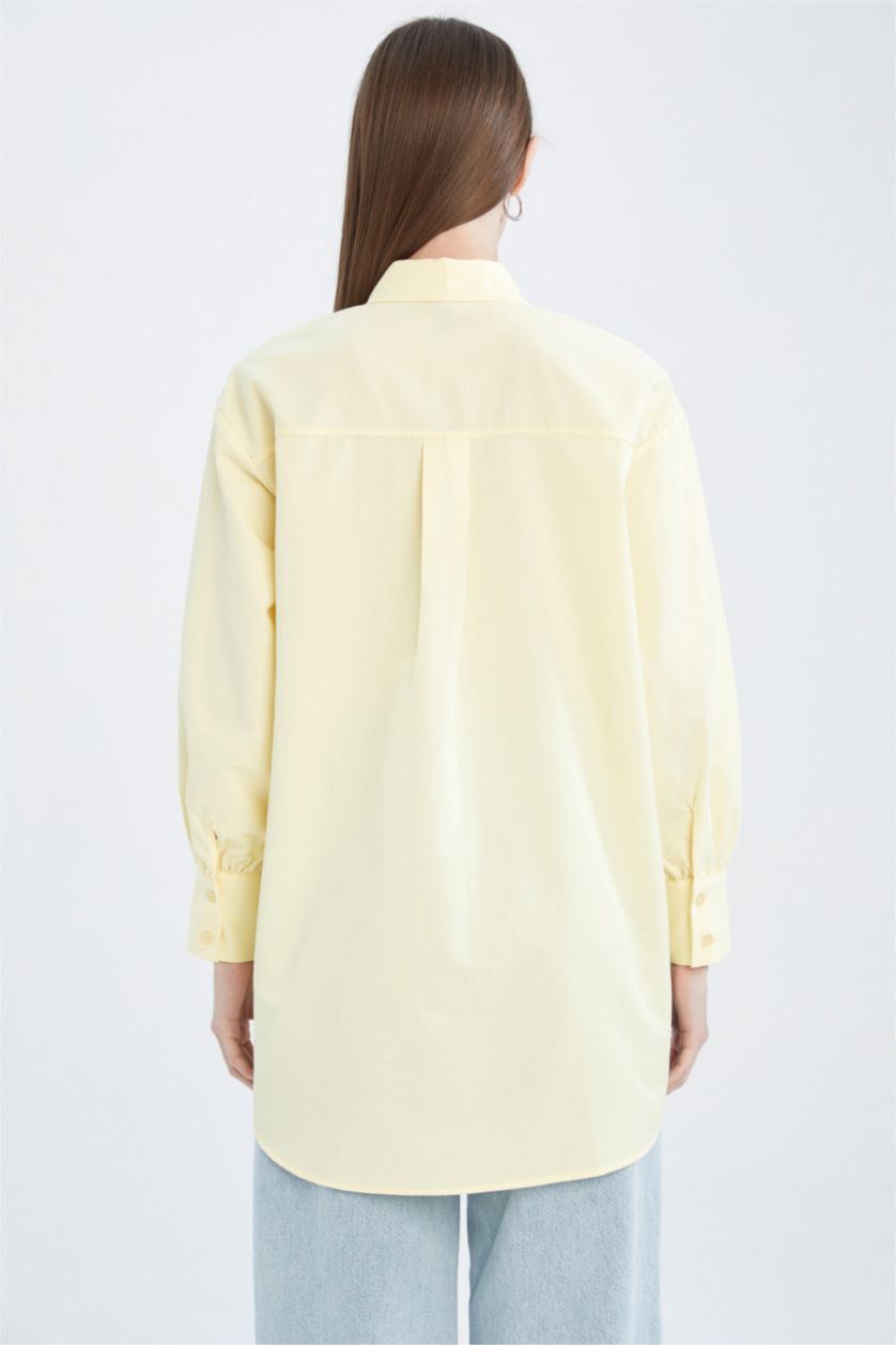 FEMME Jaune Clair Tunique-chemise en popeline à col chemise coupe classique