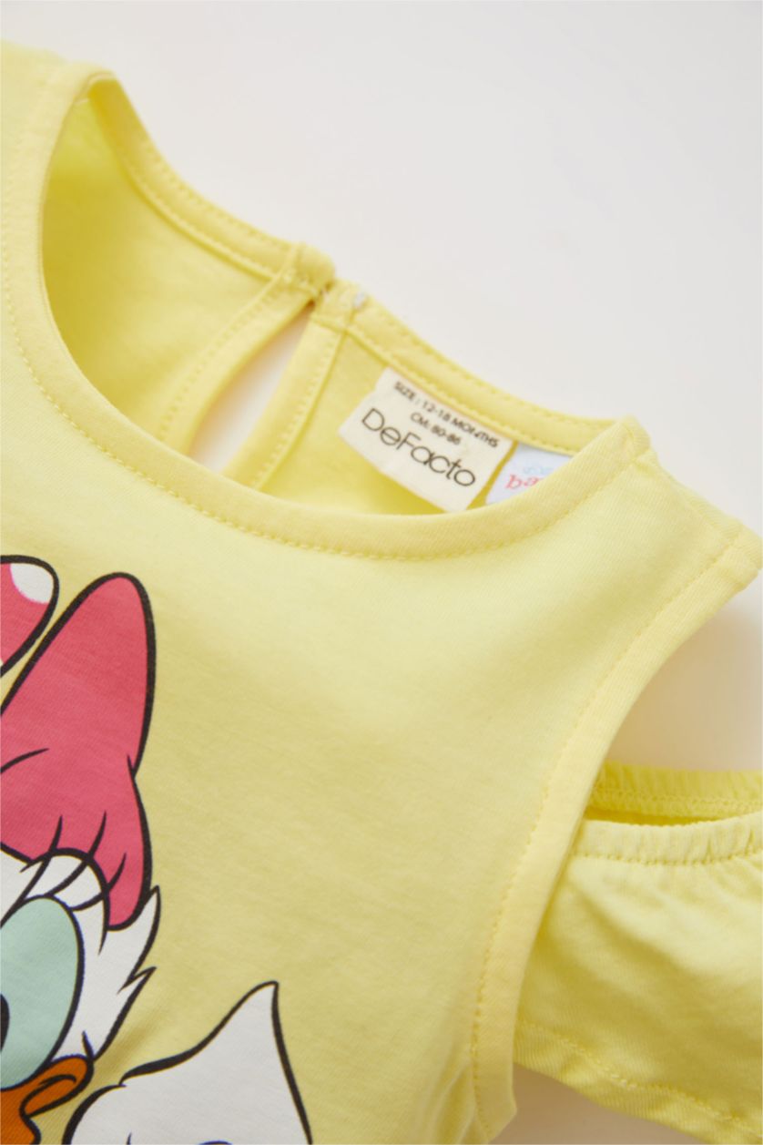 BÉBÉ FILLE Jaune Clair Robe En Tricot Col Ras Du Cou Manche Courte Mickey & Minnie (Standard Characters)