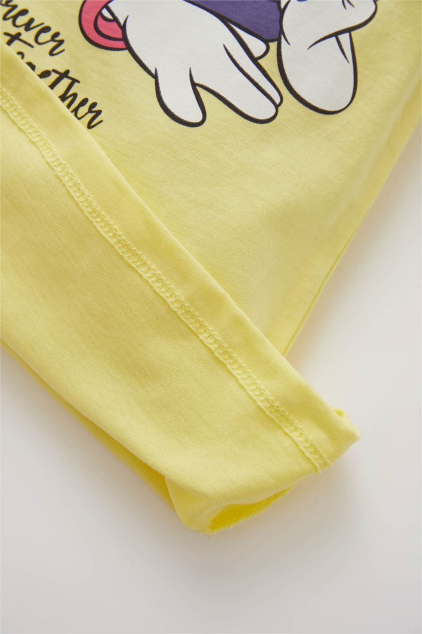 BÉBÉ FILLE Jaune Clair Robe En Tricot Col Ras Du Cou Manche Courte Mickey & Minnie (Standard Characters)