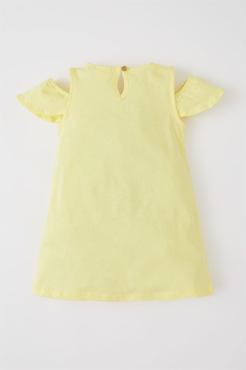 BÉBÉ FILLE Jaune Clair Robe En Tricot Col Ras Du Cou Manche Courte Mickey & Minnie (Standard Characters)