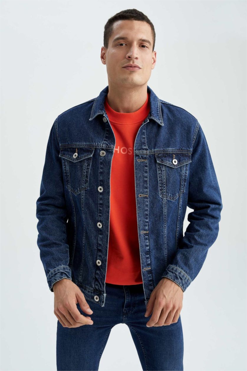 MAN Dark Blue Slim Fit Jean Jacket