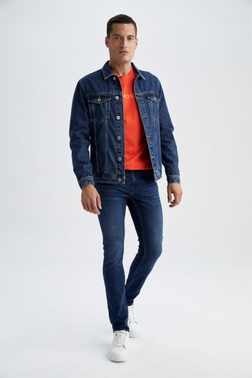 MAN Dark Blue Slim Fit Jean Jacket