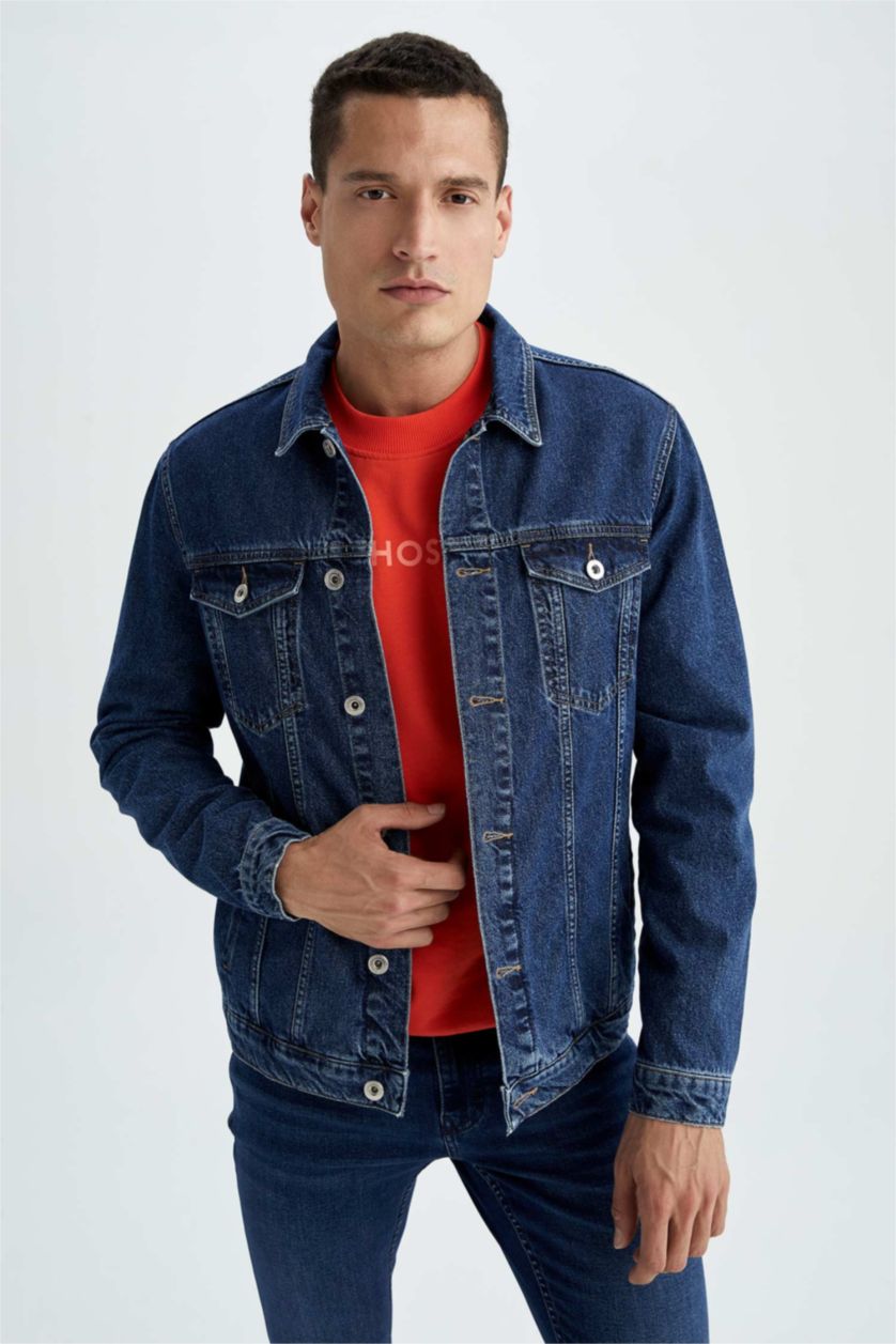 MAN Dark Blue Slim Fit Jean Jacket