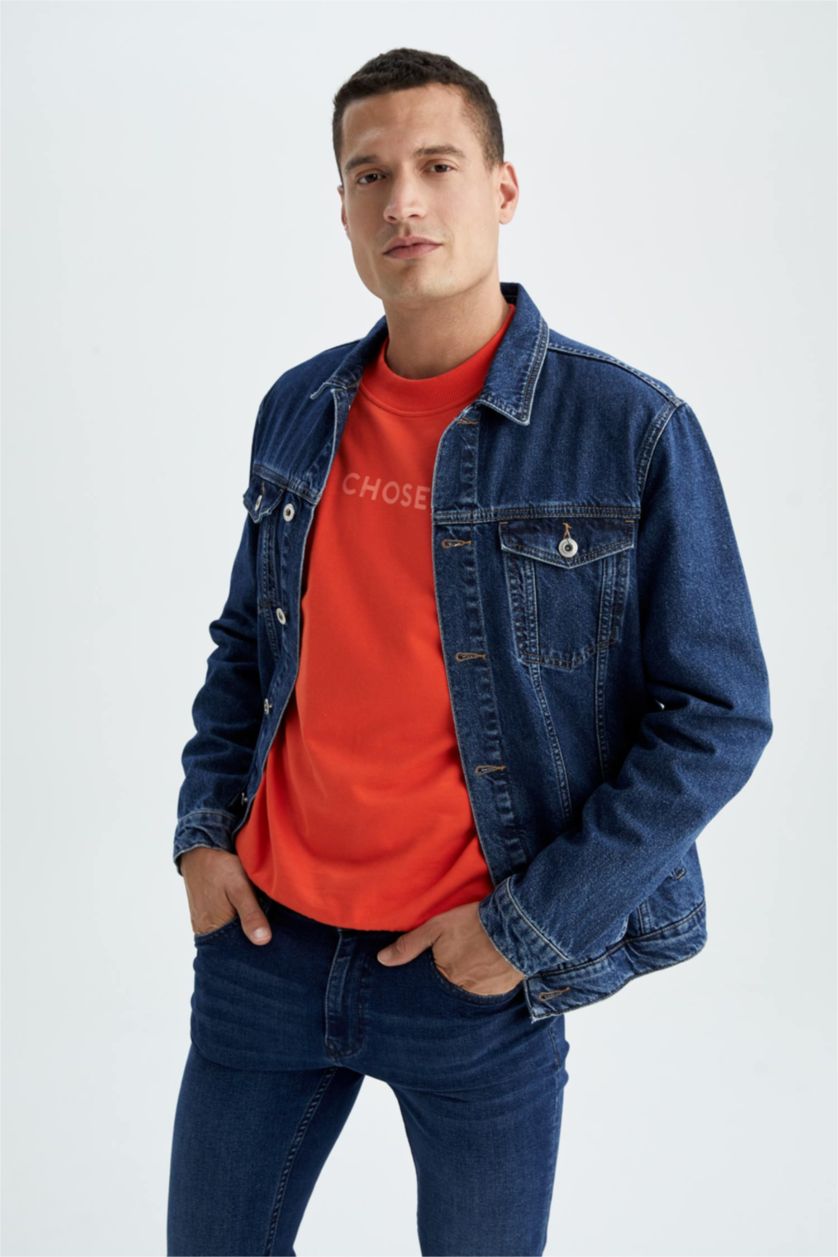 MAN Dark Blue Slim Fit Jean Jacket