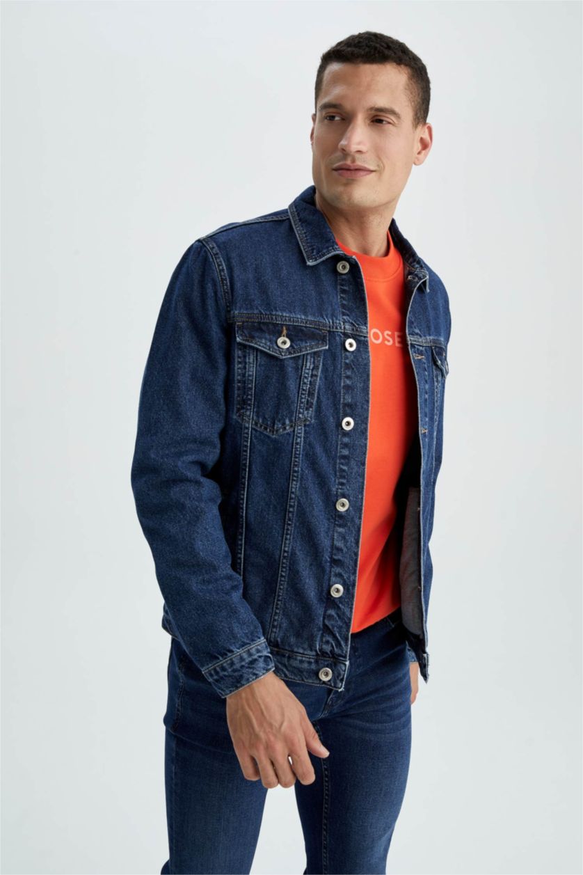MAN Dark Blue Slim Fit Jean Jacket