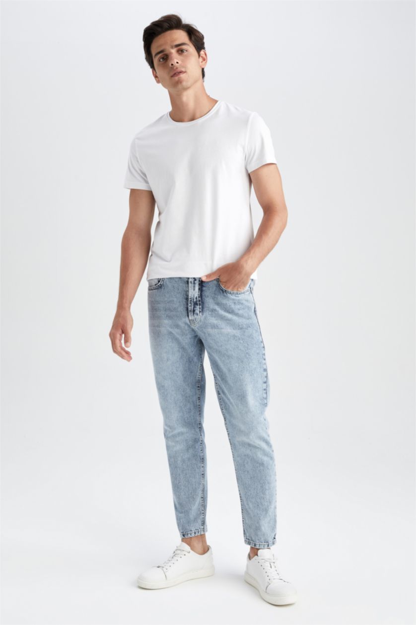 رجال أزرق فاتح بنطلون جينز 90’S قصة ضيقة مستدام