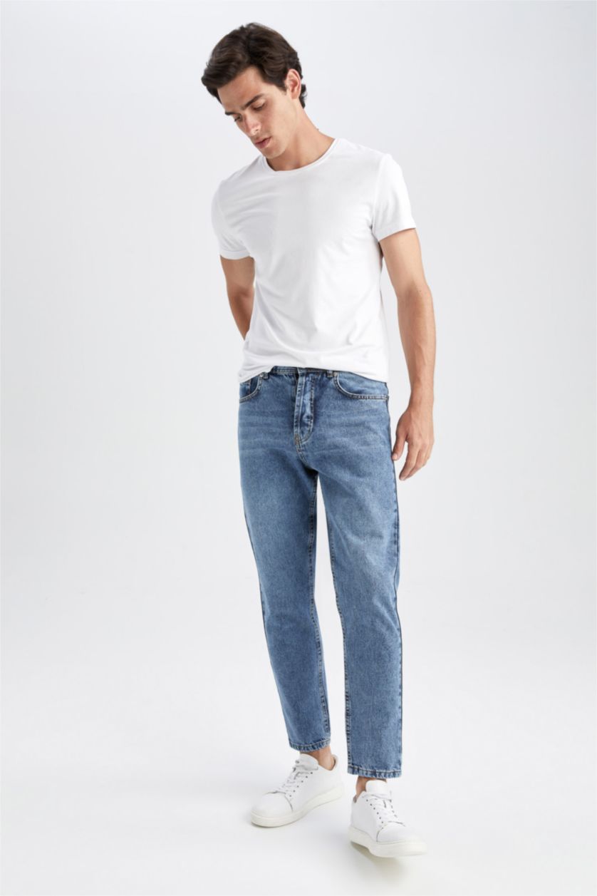 رجال أزرق بنطلون جينز 90’S قصة ضيقة مستدام